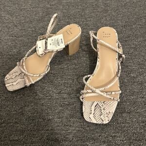 A New Day Snake Print Block Heels Sandals Strappy Size 12